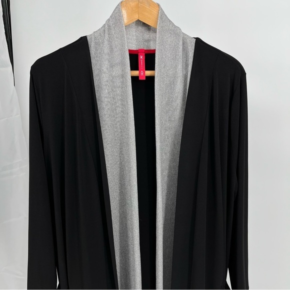 IC By Connie K Womens Jacket Cardigan Size XL Flowy Lagenlook Layered Knit Black - Picture 2 of 13